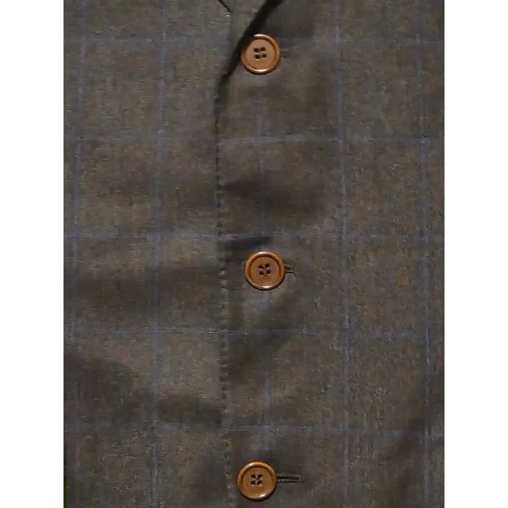 Trussini Boyds Wool Windowpane Suit Jacket Blazer Pants Set Italy Size 40R EU 50